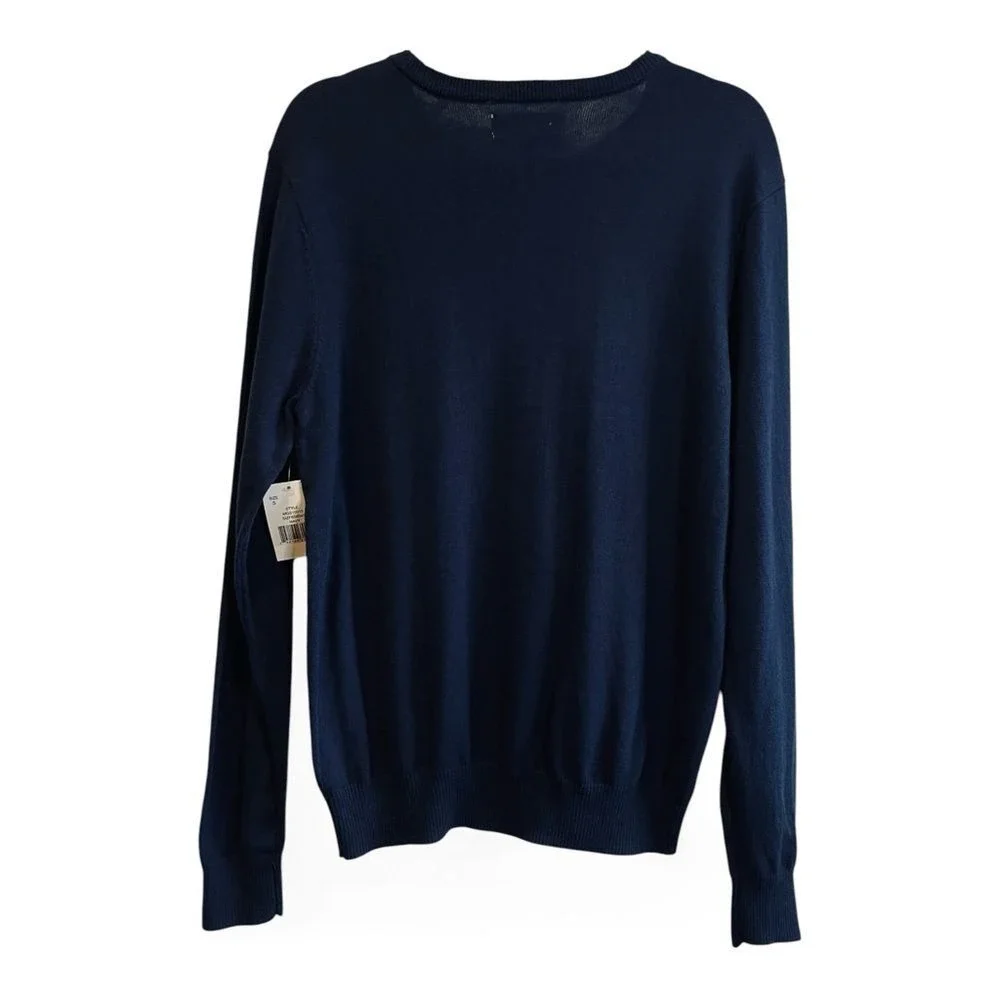 NWT Hawker Rye Cashmere Blend Navy Round‎ Neck Soft Cozy Sweater Small